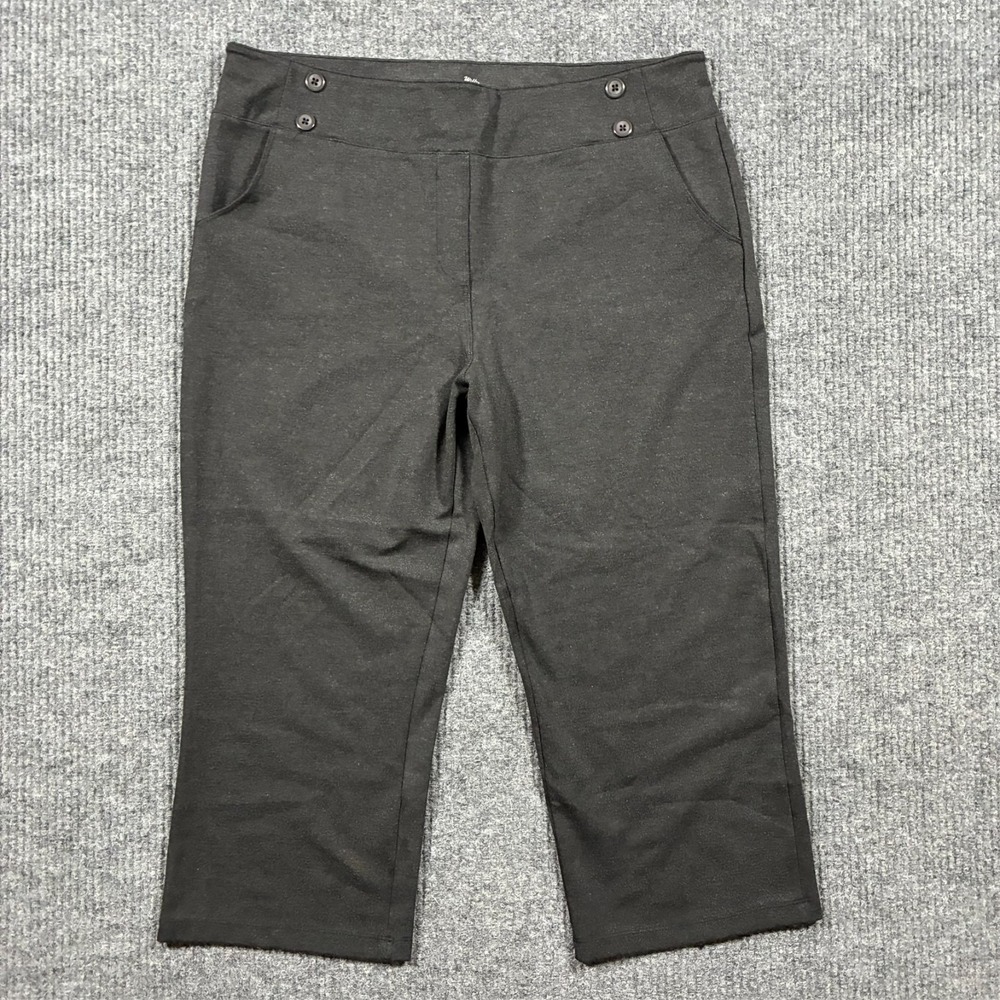 Willit Womens Cropped Pants Size XL Black Stretch Pull On 21" Inseam High‎ Rise